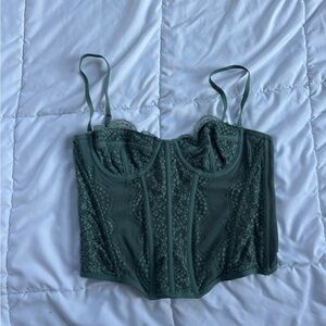 Urban Outfitters Green Lace Bustier Top